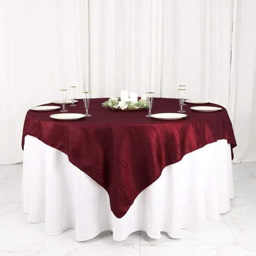 Vista 19 de Tableclothsfactory Mantel cuadrado de tafetán arrugado de acordeón beige de 72 x 72 pulgadas
