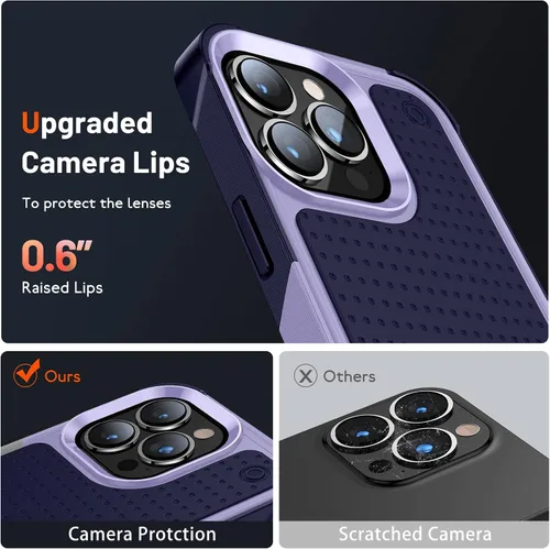 Vista 6 de Funda para iPhone 13 Pro Max, a prueba de golpes, goma de silicona 2 en 1 con policarbonato duro, protección de cuerpo completo resistente