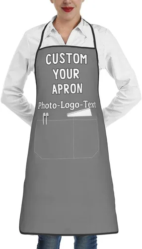Vista 19 de Delantales personalizados para adultos, delantal personalizado con logotipo de foto, delantal impermeable con 2 bolsillos