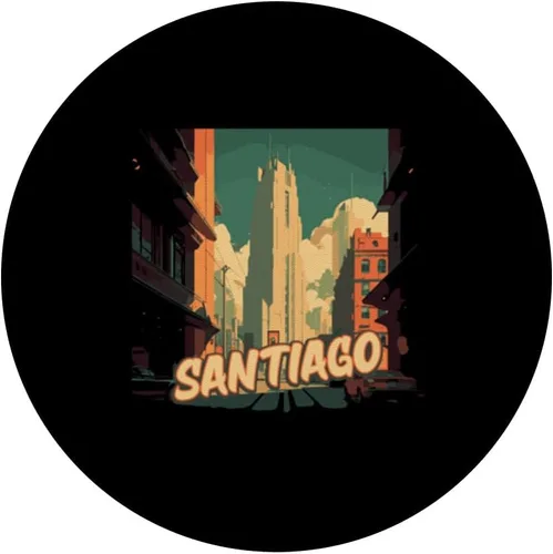 Vista 3 de Santiago Retro Chile Vintage Chilean Traveling Traveler PopSockets Standard PopGrip