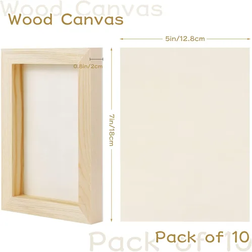 Vista 2 de Bercoor 10 tableros de madera de 5 x 7 pulgadas, lienzo de madera sin terminar para pintar, artes, uso de vertido con óleos, acrílicos