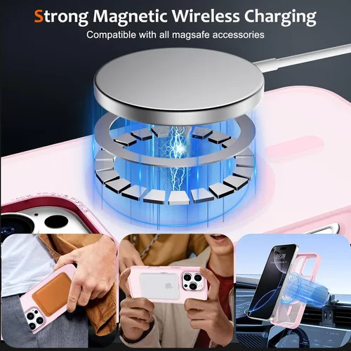 Vista 237 de Anuck - Funda magnética para iPhone 11 compatible con MagSafe, carcasa trasera mate translúcida dura, borde de TPU, delgada, resistente a impactos