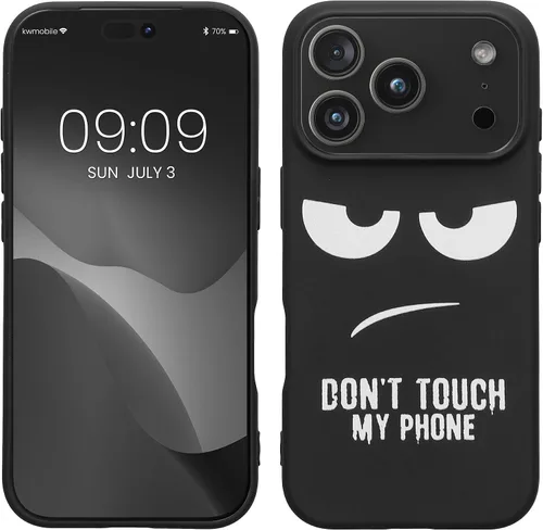 Vista 17 de kwmobile Funda de silicona TPU compatible con Xiaomi 11T/11T Pro - Funda suave - No toques mi teléfono blanco/negro
