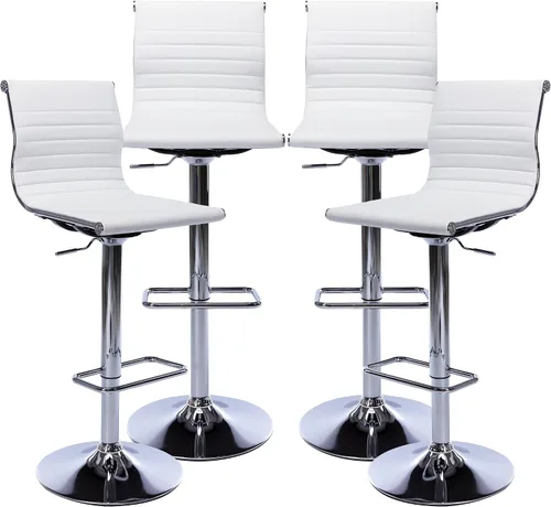 Vista 15 de chairus Juego de 2 taburetes de bar giratorios modernos, taburetes de bar ajustables con altura de mostrador, taburetes de piel sintética sin brazos