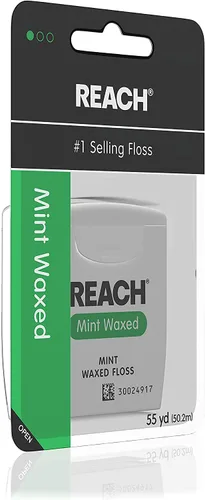 Vista 2 de Reach Hilo dental encerado menta 55 yardas (paquete de 2)