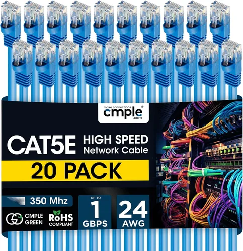 Vista 27 de Cmple - Cable Ethernet Cat5e de 1.5 pies, 350 MHz Cat 5e 1Gbps Cable de conexión LAN de red LAN RJ45, conectores sin enganches, para PC, laptop