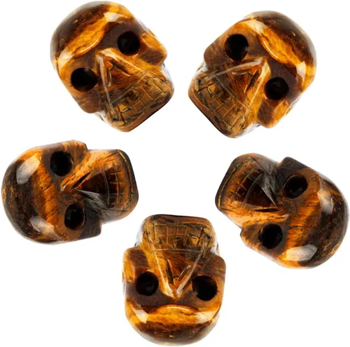 Vista 11 de mookaitedecor 5 figuras de calavera de cristal de labradorita, 1 pulgada Gris