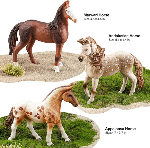 Vista 3 de 8 figuras de caballo grandes de 6 pulgadas, juguetes de animales para niños, figuras de animales de granja de plástico realistas, juguetes