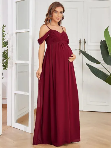 Vista 3 de Ever-Pretty Vestido de fiesta formal de maternidad con cuello en V y mangas cortas para mujer 20809