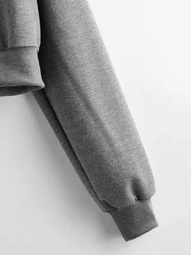 Vista 4 de MakeMeChic Sudadera corta con capucha y cordón para mujer