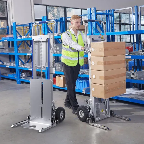 Vista 8 de Carretilla de mano eléctrica para subir escaleras con freno, carretilla de mano para subir escaleras con motor para mover, capacidad de 550 libras