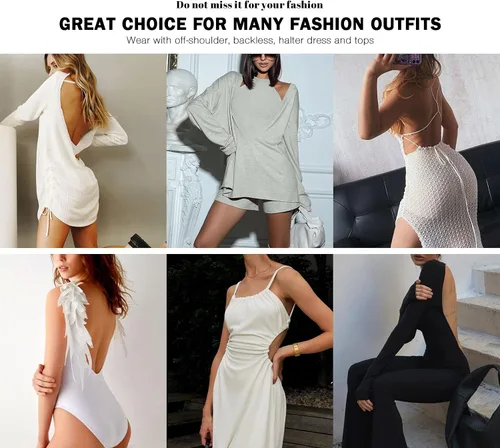 Vista 7 de Sujetadores con realce de espalda descubierta para mujer, autoadhesivos, con aros acolchados, reutilizables, para mujer
