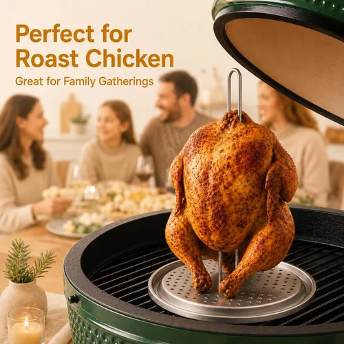 Vista 6 de Kit de accesorios para freidora de pollo de pavo con soporte para pollo y gancho elevador Para horno de parrilla de freír, acero inoxidable, apto