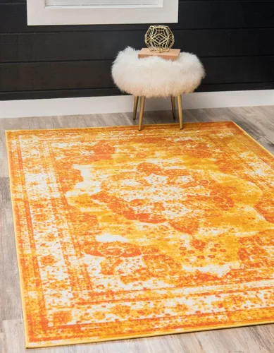 Vista 21 de Unique Loom, colección Sofía - Alfombra de la colección Salle Garnier (4' 1" x 6' 1", turquesa/azul, rectangular)