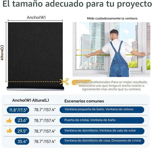 Vista 6 de rabbitgoo - Película opaca de privacidad para ventana, extraíble, bloqueo solar, revestimiento tintado para oscurecer la habitación, bloqueador