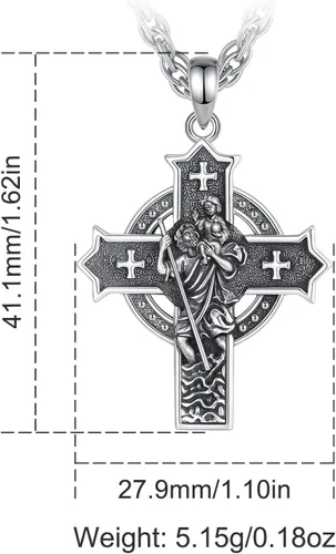 Vista 93 de Vito Collar de plata de ley 925 para mujeres y hombres, San Benito, crucifijo, Caravaca, San Cristóbal, San Judas, medalla patronal, amuleto