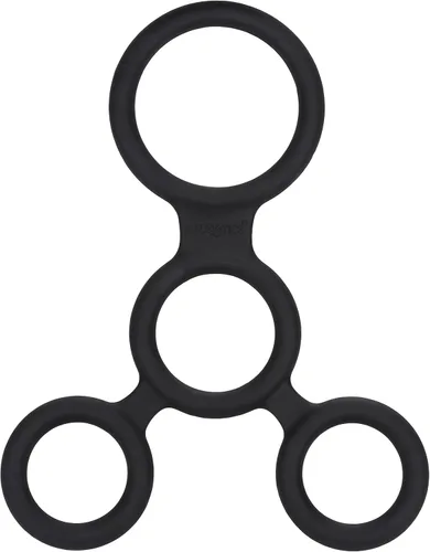 Vista 2 de CalExotics Esparcidor completo de silicona con diseño de 4 anillas, potenciador de erección, (12757_negro)