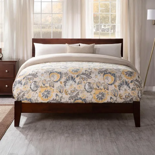 Vista 3 de AFI, Orlando - Cama de plataforma de madera de perfil bajo, color nogal Nuez