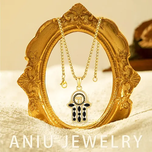Vista 88 de Aniu Joyería de plata de ley 925 Hamsa de Fátima para mujer con circonita cúbica, viene con caja de regalo negra