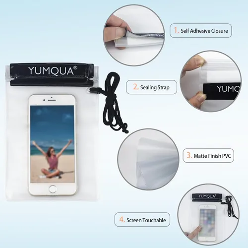 Vista 4 de YUMQUA Bolsa impermeable transparente, bolsa impermeable para documentos, soporte para pasaporte, funda hermética para mapas, bolsa impermeable a