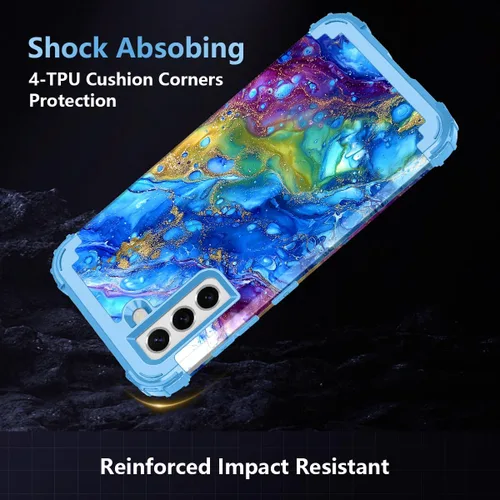 Vista 5 de Rancase Funda para Galaxy S21 FE 5G, tres capas resistentes a prueba de golpes, protección de plástico duro+funda protectora de goma de silicona