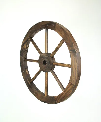 Vista 2 de DeLeon Collections - Rueda decorativa de madera para colgar en la pared, 16 pulgadas de diámetro, marrón, talla única
