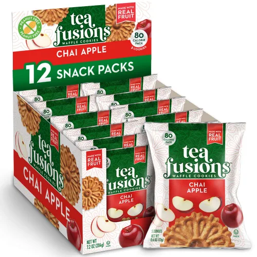 Vista 7 de Reko Tea Fusions - Galletas de gofre, té negro y grosella, paquetes de aperitivos envueltos individualmente, pizzelas italianas finas sin sabores ni