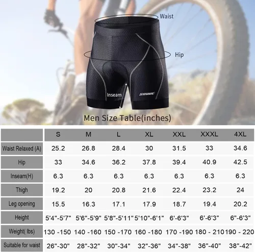 Vista 7 de Souke Sports Men's Cycling Underwear Shorts 4D Padded Bike Bicycle MTB Liner Shorts with Anti-Slip Leg Grips