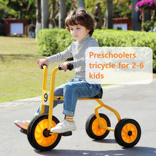 Vista 2 de Triciclo para niños pequeños de 3 a 6 años Bicicleta preescolar para niños (AMARILLO5108)