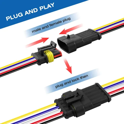 Vista 4 de RDBS Kit de 5 conectores de cable eléctrico de 5 pines, 5 vías, impermeables, macho y hembra, enchufe para automóvil, camión, motocicleta, barco