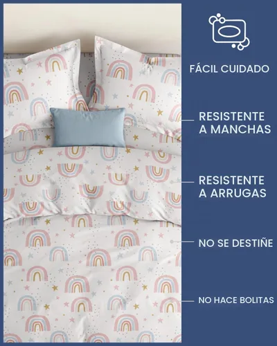Vista 4 de Juego de funda de edredón para niños tamaño completo - Juego de funda de edredón de microfibra arcoíris de 3 piezas y 2 fundas de almohada