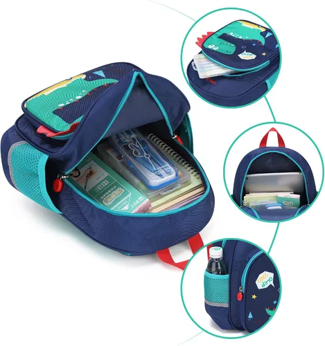 Vista 3 de Reqinqin Lindas mochilas reales para niños pequeños, mini bolsa de viaje de dibujos animados de animales para bebé niña niño de 1 a 5 años