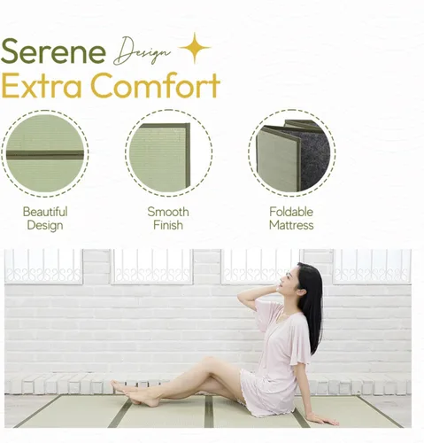 Vista 5 de MIINA Colchón japonés tradicional tatami, Igusa (hierba rusa), futón, 39 x 78 pulgadas (individual natural)