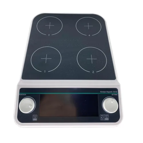 Vista 2 de Mezclador magnético de 4 posiciones, placa de agitación de múltiples posiciones con pantalla LCD, capacidad máxima de 16.9 fl oz para cada estación