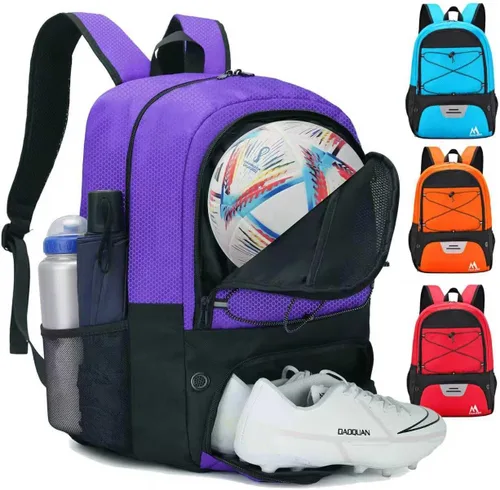 Vista 10 de Hsmihair - Bolsa de fútbol - Mochila de fútbol y mochila para fútbol, voleibol y baloncesto, con compartimento para pelota y tacos separados