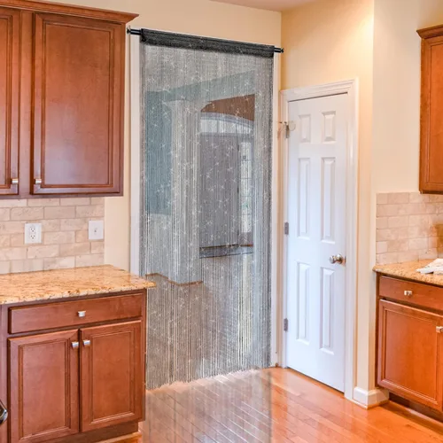 Vista 5 de 2 piezas de cortina de cuentas para puerta, divisor de habitación colgante, decoración de cuentas, panel de flecos con purpurina hippie para Negro