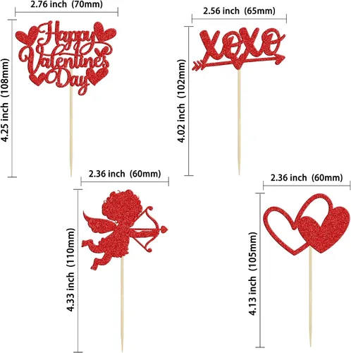 Vista 80 de Ephlyn 24 adornos para cupcakes con purpurina para el día de San Valentín, dulce amor, corazón, día de San Valentín, decoración para cupcakes