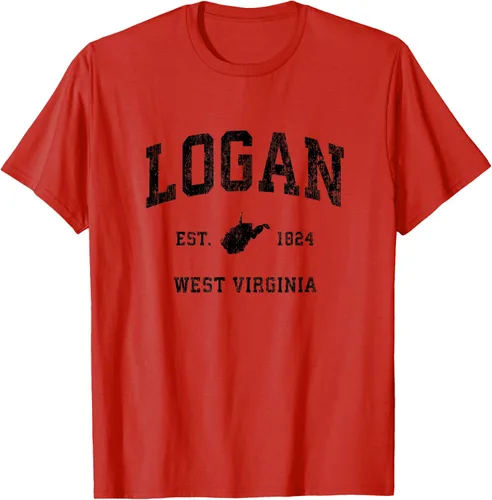 Vista 29 de Logan West Virginia WV - Camiseta deportiva clásica negra, Gris