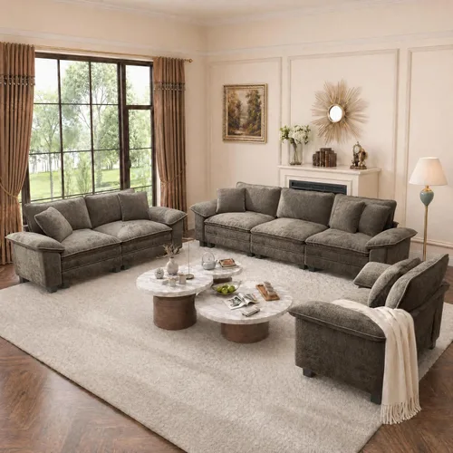 Vista 38 de PHI VILLA Conjuntos de sofás modulares Cloud, juego de sofá seccional de 2 piezas con sofá cama, sofá cómodo de 3 plazas para sala de estar y Ceniza