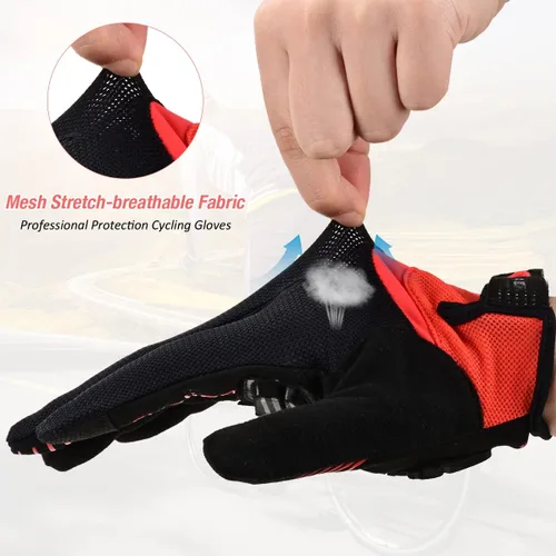 Vista 3 de Guantes de ciclismo para hombres y mujeres, guantes de ciclismo para carreras de carretera MTB DH al aire libre, dedos completos, guantes