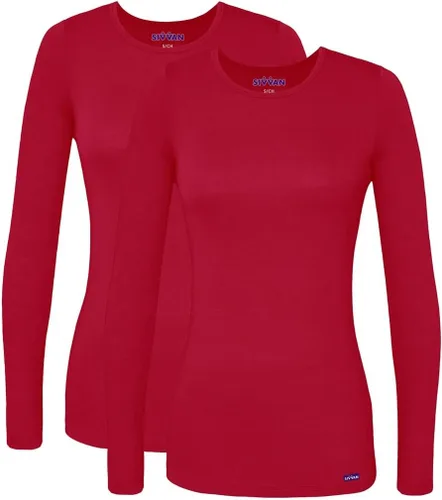 Vista 17 de Sivvan Scrubs for Women - Long Sleeve Comfort Underscrub Tee 2-Pack Negro