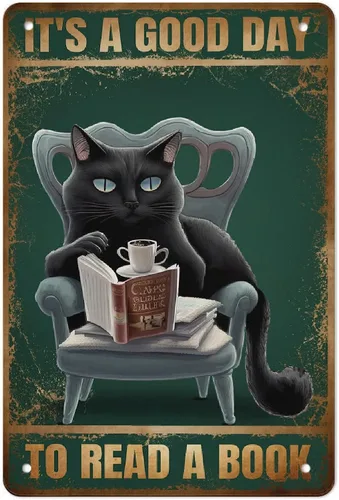 Vista 16 de AMOGHASIDDHI Cartel de metal con diseño de gato negro con consejos divertidos de animales, póster de metal vintage de aluminio de 8 x 12 pulgadas