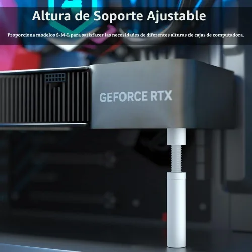 Vista 6 de Soporte de GPU en Blanco, Soporte para Tarjeta Gráfica, Soporte de GPU, Soporte de Tarjeta de Video con Imán para Evitar Hundimiento, Soporte de GPU