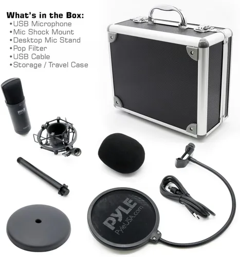 Vista 9 de Kit de grabación de podcasts de micrófono USB, micrófono de condensador cardioide de audio con soporte de escritorio y filtro pop, para juegos, PS4