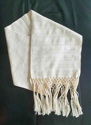 Vista 2 de Chal rebozo de algodón hecho a mano mexicano