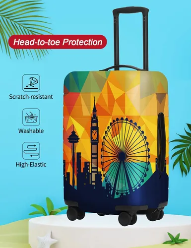 Vista 13 de URBEST Funda protectora para maleta, antiarañazos y suciedad, Otoño de vidrieras