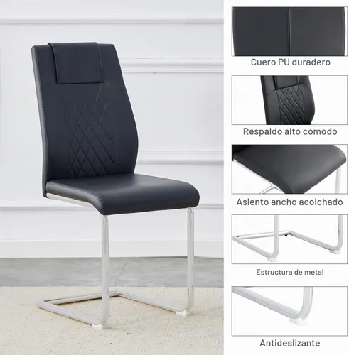 Vista 6 de Juego de 4 mesas de comedor de cristal de 51 pulgadas con patas