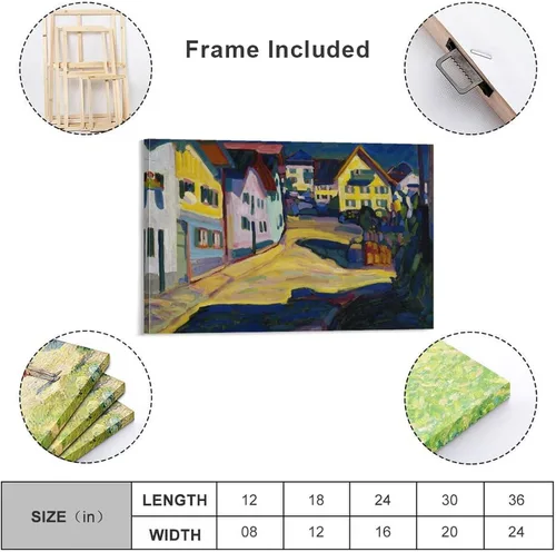 Vista 2 de Wassily Kandinsky - Pósteres de Murnau Burggrabenstrasse para pared, pintura fotográfica, póster colgante para decoración de dormitorio familiar