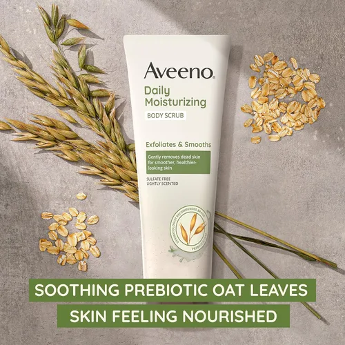 Vista 2 de Aveeno Exfoliante Corporal Hidratante Diario, Gel de Baño Exfoliante para una Piel más Suave y de Aspecto más Saludable, Fórmula Calmante de Avena