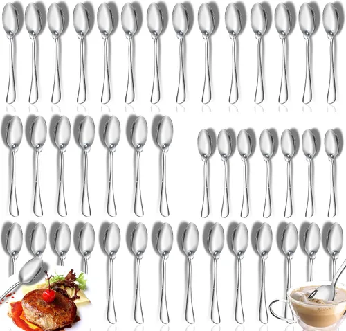 Vista 9 de Juego de cucharaditas, 6 cucharas de 6.7 pulgadas, cucharas de té de acero inoxidable 18/10 de grado alimenticio premium, cuchara de postre